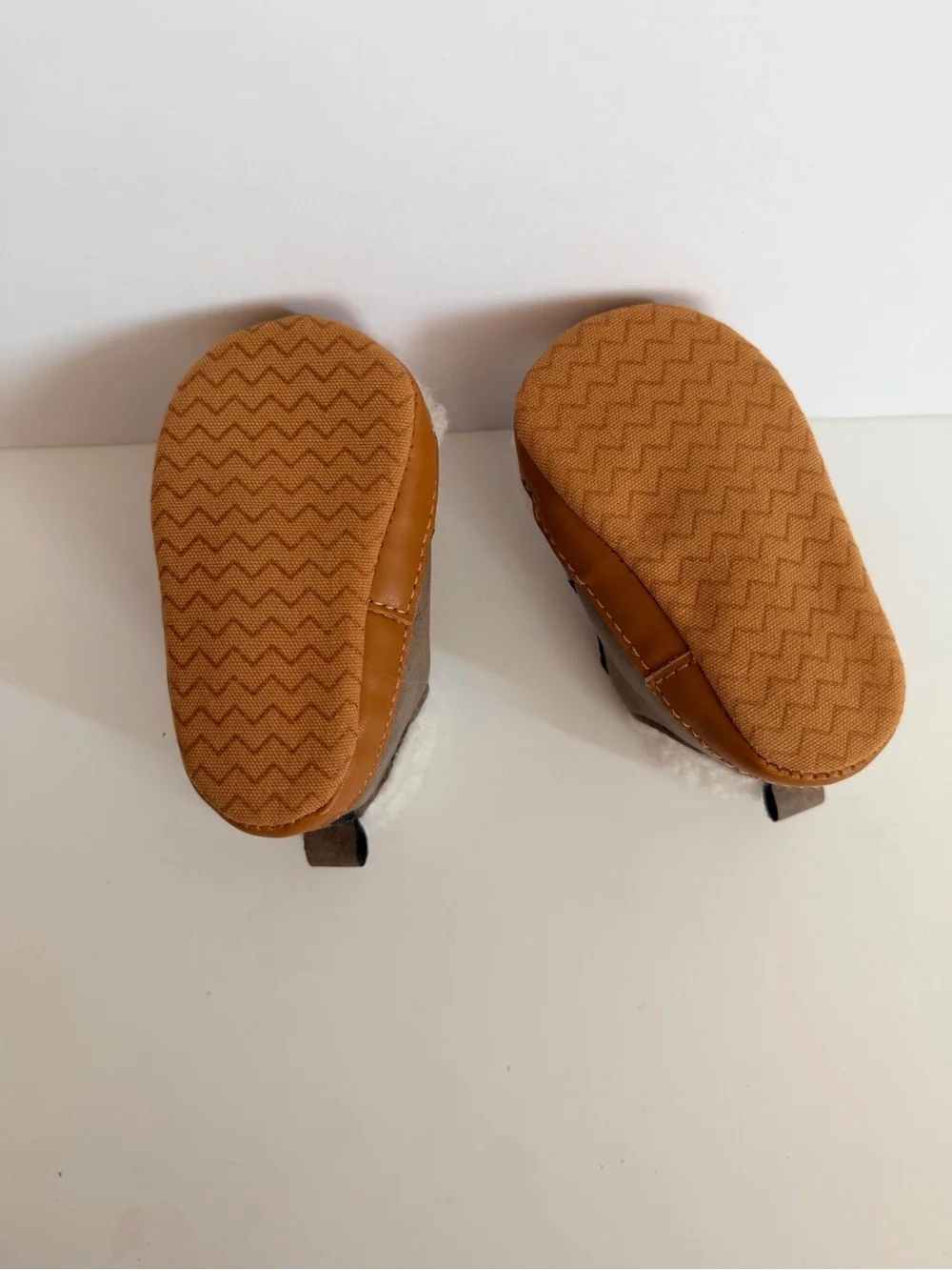 Baby Brown and Cream Sherpa-Lined Booties
